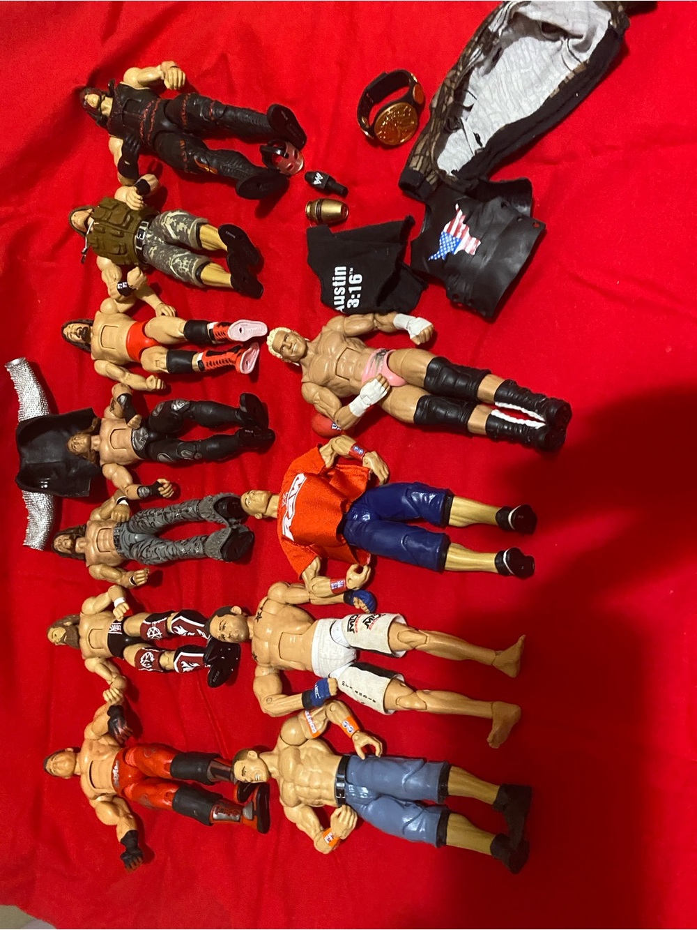 WWE Assorted Wrestler Action Figures with Red & Black Gear